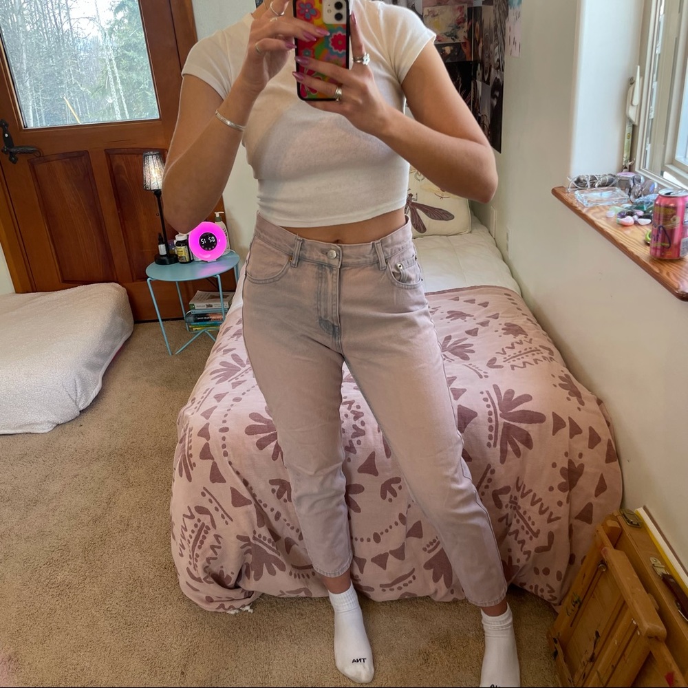 ASOS Pull & Bear lilac/blue straight leg mom jeans